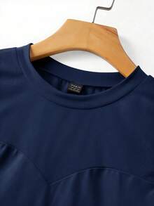 SHEIN Franclia 女士时尚透视网纱立领连体衣带帽袖 - 藏蓝色 - 查看 4