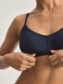 Ocili Đồ lót nữ bằng cotton mỏng, có phần ngực nâng đỡ, áo ngực không gọng thoải mái với dây đeo có thể điều chỉnh. - Màu xanh lam - Xem 4