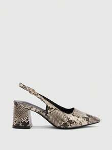 CUCCOO BIZCHIC Women Shoes Spring And Summer Simple Pointed Head About Snake Pattern Design Elegant Party Afternoon Tea Women Thick Heel Shoes - snake pattern - View 1