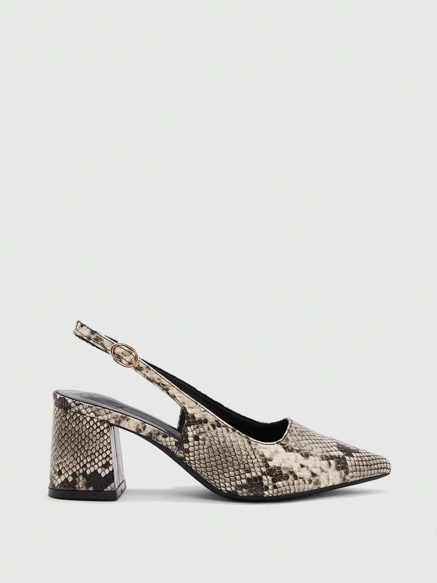 CUCCOO BIZCHIC Women Shoes Spring And Summer Simple Pointed Head About Snake Pattern Design Elegant Party Afternoon Tea Women Thick Heel Shoes - snake pattern - View 1