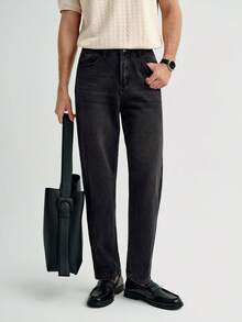 MENRIVO Men's Pocket Straight Loose Casual Versatile Jeans Jeans For Men - Black - View 4