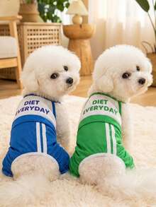 PETSIN Quần áo cho thú cưng, quần áo cho chó, quần áo cho mèo, quần yếm thường ngày, quần yếm mới cho động vật nhỏ mùa xuân và mùa hè, bộ áo liền quần có khóa kéo, đồ dùng cho thú cưng, quần yếm thường ngày - Nhiều màu - Xem 3