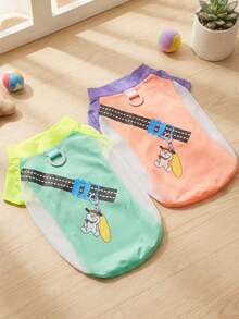 PETSIN 宠物春季新款狗狗服装 动物用品 宠物服装 狗狗背心 猫咪T恤 泰迪熊套装 小型动物服装 休闲酷炫背心 狗狗服装 猫咪服装 春夏两季新款背心 - 彩色 - 查看 4