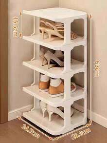 Multi Layer Space Saving Shoe Rack, Simple Home Use, Shoe Cabinet At The Door, Indoor Small Narrow Storage Rack - Beige - View 4