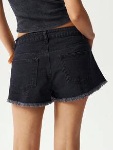 Bohemela Women's Summer Black Polka Dot Boho Night Out Denim Shorts,Handmade Sequin Detailing Distressed Bling Studded Rave Shorts For Y2K Festival Vacation - Black - View 7