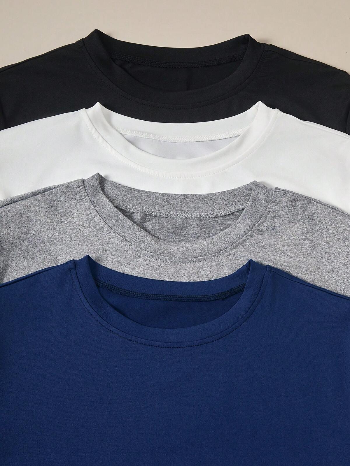 4 pièces/set T-shirts confortables à coupe slim et multicolores pour garçons adolescents 10
