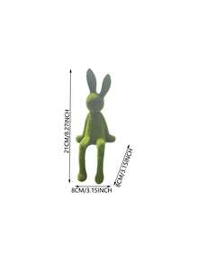 Zazumi 1pc Resin Rabbit Ornament With Dangling Legs Adorable Animal Figurine For Garden Balcony Home Decor Cottage Core Aesthetic Holiday Season Gift Ideas Must Haves - green - View 3