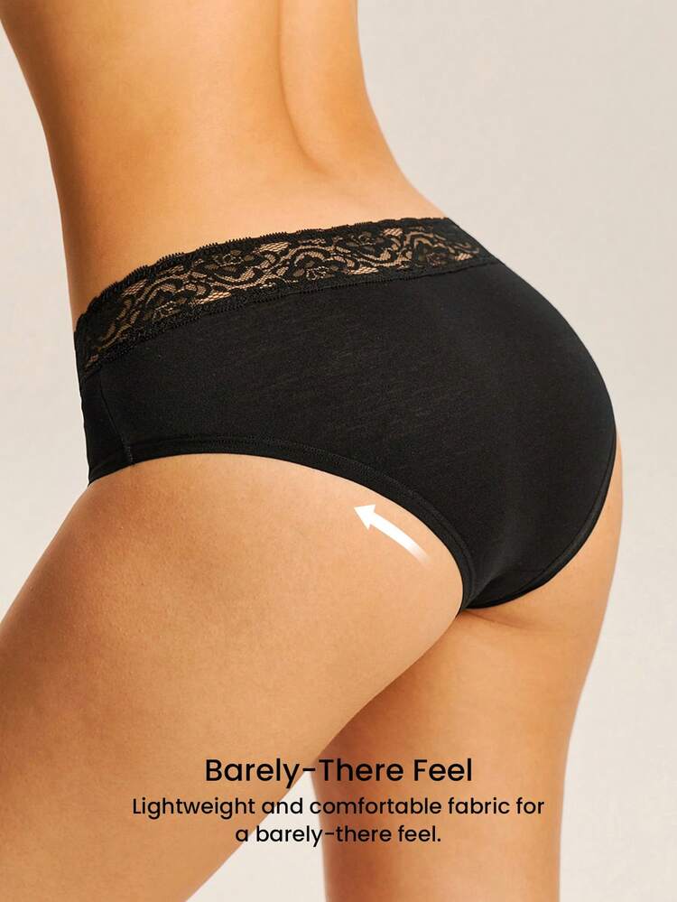 3-Pack Lace Trim Mid-Waist CheekyUnderwear