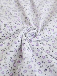 SHEIN Women's Cotton Floral Print Pajama Set Short Sleeve Button-Up Top & Shorts Contrast Piping Summer Sleepwear - Multicolor - View 3