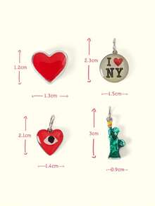 Popjeli DIY Charm, Travel Style Love New York Bracelet,Y2K/Cute/Colorful/Chic,For Mom/Women/Girl/Mother,Summer/Beach/Prom/Part/Vacation/Travel,PINK,Heart - Multicolor - View 8