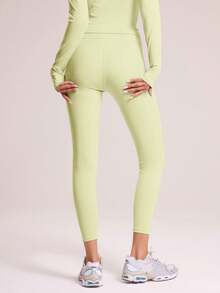 Musera Sport Leggings de sport ajustés taille haute, pour le padel, le tennis, le pickleball, la gym, la fitness, l'hiver, le pilates et un usage quotidien décontracté - Butter Yellow - Voir 5