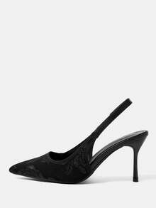 CUCCOO HITCHD Escarpins pointus à imprimé floral noir sur canevas pour femmes - Décontractés, prêts pour le bureau, sexy et approuvés pour les vacances - Noir - Voir 4
