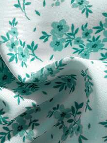 Swim Vcay Women's 2pcs Ditsy Floral Ruffled V-Neck Halter Tie Bikini Set Set, Summer - Green - View 4