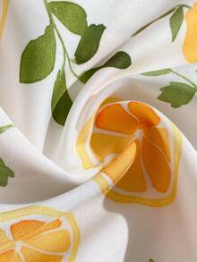 SHEIN Playful Pals 女婴夏季韩版休闲可爱柠檬绿叶印花编织连衣裙 - 黃色 - 查看 6