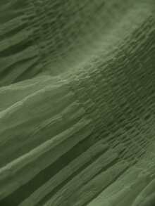 SHEIN Frenchy 大码不对称下摆无肩带白色休闲度假上衣，适合浪漫之旅和海滩度假 - 綠色 - 查看 5