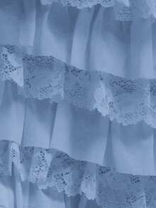 MUSERA Lace Trim Frilly Ruffled Mesh Micro Shorts Cute Sexy Festival Club Going Out Night Out Party  Pants Spring Holiday Summer - Baby Blue - View 6