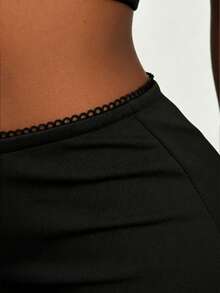 Zyxie 黑色蕾丝紧身半身裙，百搭优雅 - 黑色 - 查看 6