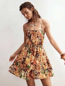 Bohemela 女士休闲梭织印花露背迷你连衣裙 - 彩色 - 查看 8