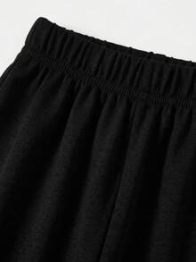 SHEIN 少女蝴蝶结印花T恤和打底裤两件套，休闲日常时尚百搭 - 彩色 - 查看 3