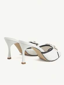 CUCCOO CHICEST Giày nữ mùa xuân hè, mũi nhọn, kiểu dáng slip-on, gót cao 8.5cm, màu trơn thanh lịch, thích hợp cho đi chơi, hẹn hò và dự tiệc. - trắng - Xem 3