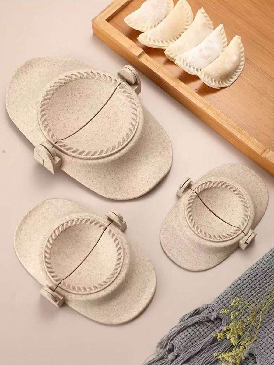 1 Piece Of Wheat Straw Creative Dumpling Maker, Available In Large, Medium, And Small Sizes. Kitchen Supplies, Small Kitchen Tools, Dumpling Molds, Dumpling Makers, Dumpling Holders, Dumpling Molds, Cake Molds - Beige - View 1