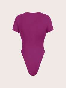 SHEIN Essnce Plsize 女士休闲两件套，针织套装，连体裤和半身裙套装，夏季两件套，休闲女装，黑色正式连衣裙，女士绷带连衣裙夏季套装 - 中紫紅色 - 查看 4