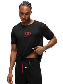 Rest Era Men's Simple Print Short Sleeve Top And Pants Pajama Set Men Lounge Set Pj Sets For Men Black Pjs Men's Pajama Sets Men's Sleep Wear - Black - View 3