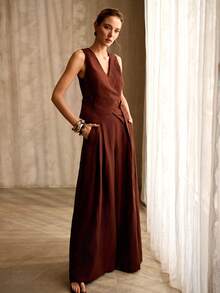 MOTF PREMIUM QUẦN ỐNG RỘNG DÀNH CHO NỮ, CHẤT LIỆU PHA VẢI LINEN VÀ TENCEL. - màu nâu - Xem 7