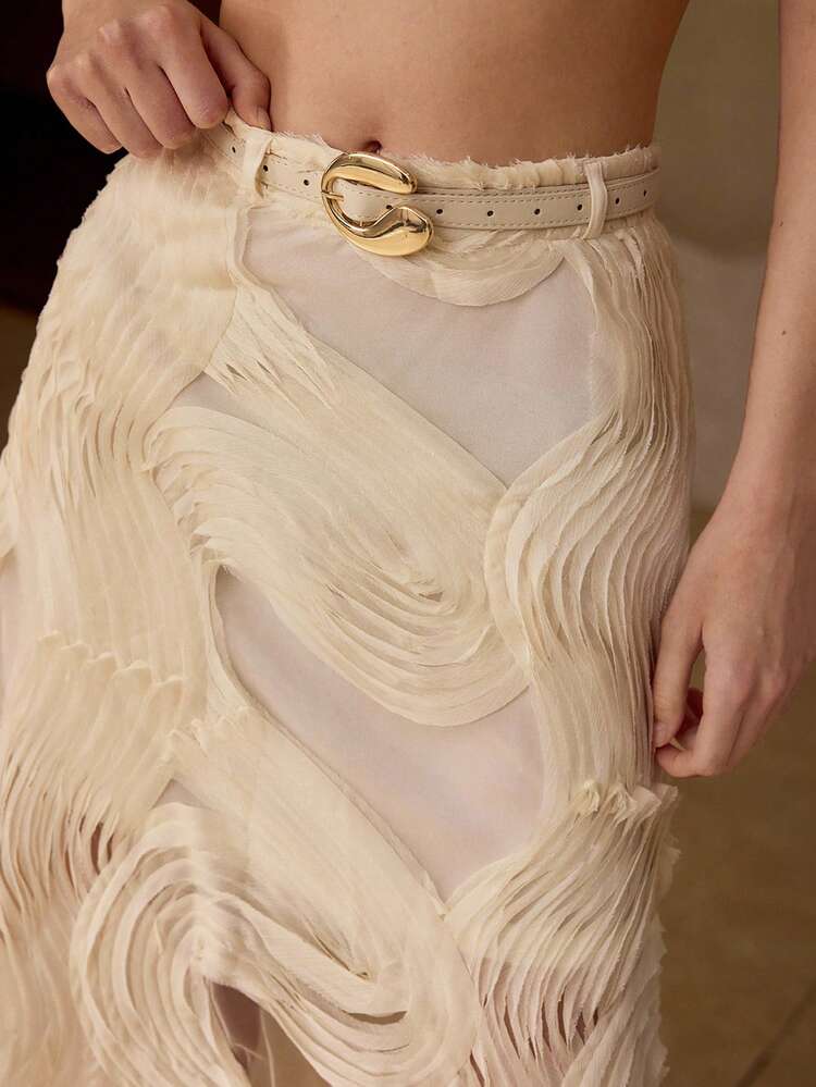 WOMEN'S TEXTURED LONG SKIRT, AUTUMN/WINTER