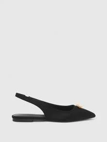 CUCCOO BIZCHIC Giày sandal mũi nhọn khóa kim loại kiểu dáng châu Âu và Mỹ dành cho nữ, mẫu mới mùa xuân hè 2026, kiểu dáng đơn giản, gót mỏng, quai sau. - màu đen - Xem 2