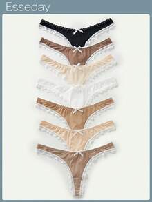 7 条装对比色蕾丝性感内裤套装 - 彩色 - 查看 1