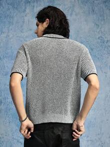 ROMWE MEN Street Life Áo polo nam tay ngắn cổ bẻ phối màu tương phản, thích hợp mặc mùa hè. - trắng - Xem 3