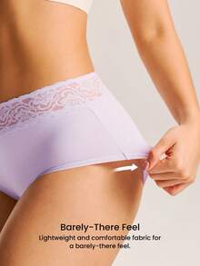 LUVLETTE Bộ 3 quần lót nữ cạp trung, chất liệu cotton mềm mại, viền ren. - Nhiều màu - Xem 10