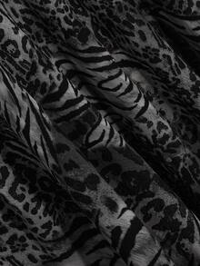 SHEIN ICON Plus Size Women Leopard Print Mixed Pattern Loose Mini Dress Fall - Multicolor - View 7