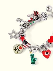 Popjeli DIY Charm, Travel Style Love New York Bracelet,Y2K/Cute/Colorful/Chic,For Mom/Women/Girl/Mother,Summer/Beach/Prom/Part/Vacation/Travel,PINK,Heart - Multicolor - View 15