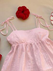 Comfortcana Women Embroidered Ruffle Hem Camisole,Pink Top - Pink - View 5