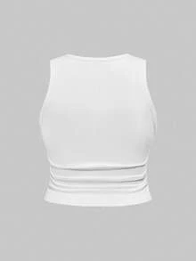 ROMWE Fairycore Plus Size Sleeveless Ruched Sun, Moon & Star Print Casual Beach Vacation Tank Top - White - View 2