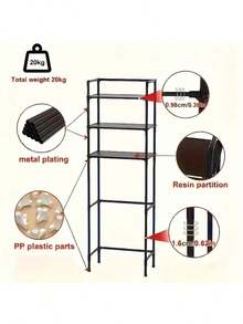 1件落地式马桶置物架，黑/白阳台收纳架，浴室多层置物架，简易洗衣机置物架。适用于浴室和阳台。 - 彩色 - 查看 11