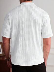 Core Aspect Chemise polo jacquard mode décontractée pour hommes, simple et élégante, convenant pour un usage quotidien, adaptée pour les maris, style vintage - Blanc - Voir 3