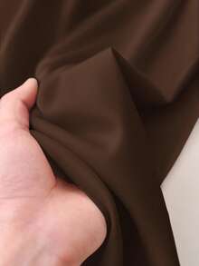 CosyJoli Plus Size Women Solid Color Tie Waist Pocket Loose Casual Pants - Brown - View 4