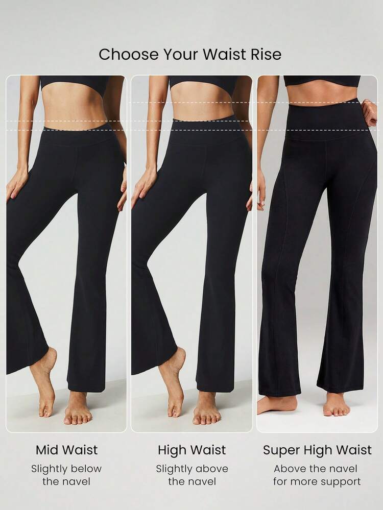 31" FeatherFit™ Ultra-High-Waisted Curved Seam Flared Leggings Pants Low Impact Yoga Pilates Daily Fall Winter