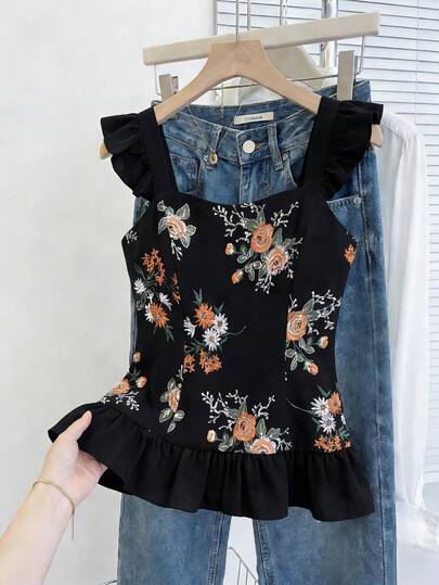 GlowEve CURVE Áo hai dây nữ cỡ lớn mùa xuân/hè, chất liệu vải dệt nổi, họa tiết chắp vá, kiểu dáng thoải mái, phù hợp cho đi làm và mặc hàng ngày.