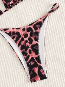 Swim SXY Bộ bikini hở lưng họa tiết da báo mới dành cho nữ, thời trang và gợi cảm cho kỳ nghỉ biển, mùa xuân/hè. - màu nâu - Xem 5