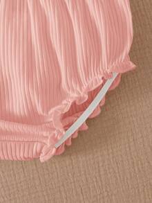 3pcs Babygirl Casual Versatile White Elastic Waist Knit Shorts - Multicolor - View 5