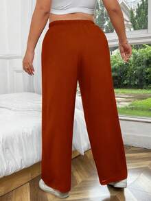 Flirla Quần dài nữ cỡ lớn màu trơn, cạp chun, kiểu dáng thường ngày, đa năng. - Màu nâu  Mocha - Xem 2