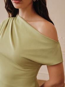 ZEYLAH Asymmetric Ruffle Hem Tassel Decor Slip Dress, Spring/Summer - Green - View 2