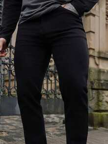 Artur Kramer Quần Jeans Co Giãn, Quần Jeans Ôm Dáng Hàng Ngày Cho Nam, Vải Cotton Túi Xiên, Đa Năng - màu đen - Xem 4