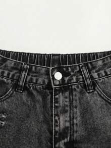 Breezaya Quần short denim rách gấu dành cho nữ cỡ lớn - Xám - Xem 4