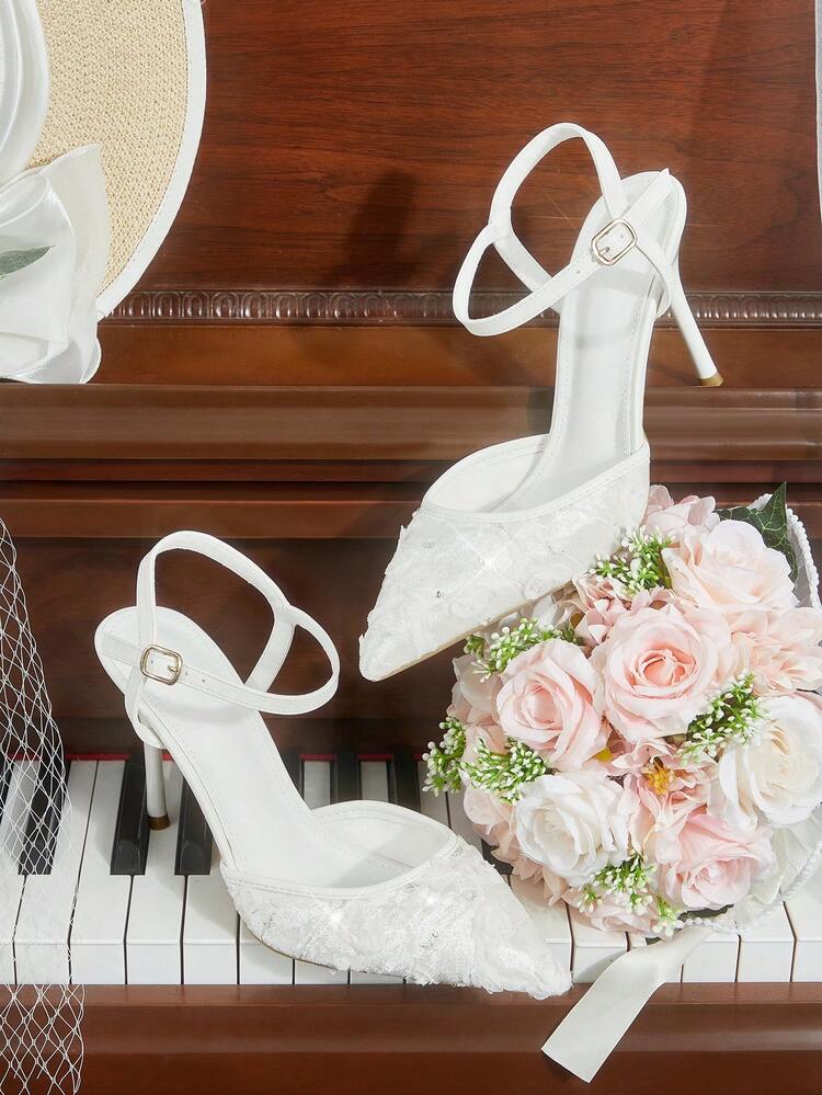 CUCCOO HITCHD Women Shoes New French Sexy Closed Toe High Heels Fashion Low Vamp Stiletto After Mixed Dress Party Bridal Wedding Shoes