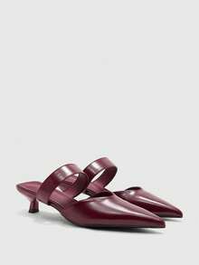 CUCCOO BIZCHIC Women's Shoes Pointed Burgundy Closed Toe With Fashionable Wear Commuter Style Versatile Dew Heel High Heel Sandals Summer Shoes - Burgundy - View 1